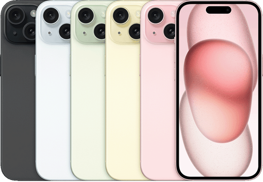 iPhone 15 model reference — colour and actual device condition may vary