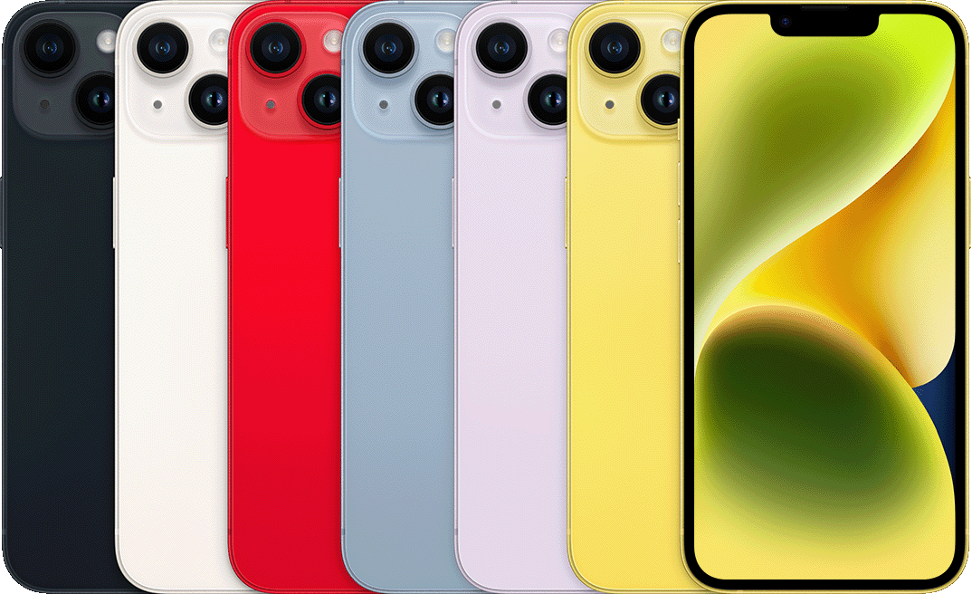 iPhone 14 model reference — colour and actual device condition may vary