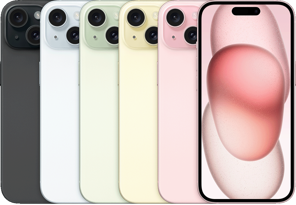 iPhone 15 model reference — colour and actual device condition may vary